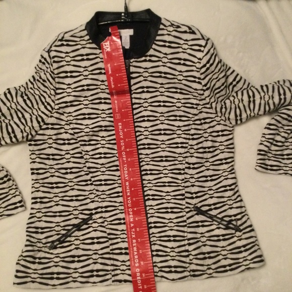 NWT Chicos Jacket with Faux Leather Trim. Size L - Picture 3 of 10